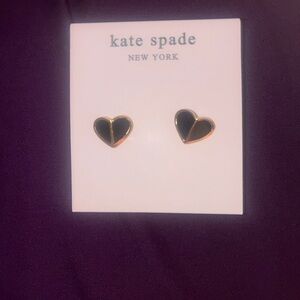 Kate Spade Black and Gold Heart Stud Earrings
